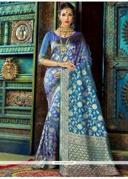 Sparkling Blue Traditional Designer Saree