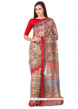 Baronial Polly Cotton Print Work Casual Saree