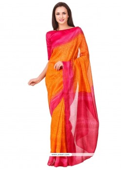 Stylish Polly Cotton Print Work Casual Saree