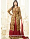 Ayesha Takia Embroidered Work Maroon And Beige Banglori Silk Long Choli Lehenga