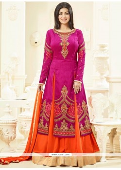 Ayesha Takia Patch Border Work Orange And Hot Pink Long Choli Lehenga