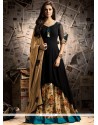 Savory Black Print Work Long Choli Lehenga