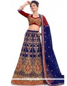 Zari Art Silk A Line Lehenga Choli In Navy Blue