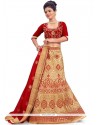 Mystic Art Silk Beige And Maroon Resham Work A Line Lehenga Choli