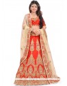 Hypnotizing Art Silk Orange A Line Lehenga Choli