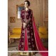 Intrinsic Lace Work Hot Pink And Wine Long Choli Lehenga