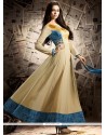 Intricate Faux Georgette Beige Zari Work Anarkali Suit