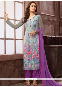 Print Faux Georgette Designer Straight Suit In Multi Colour