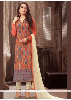 Prepossessing Print Work Faux Georgette Designer Straight Suit