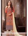 Prepossessing Print Work Faux Georgette Designer Straight Suit