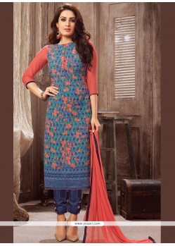 Demure Faux Georgette Designer Straight Suit