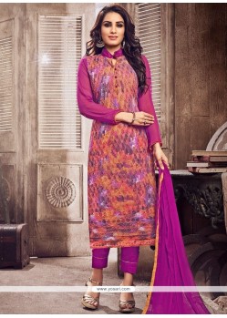 Mesmerizing Print Work Multi Colour Designer Straight Suit