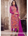 Mesmerizing Print Work Multi Colour Designer Straight Suit