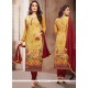 Aristocratic Multi Colour Print Work Designer Straight Suit