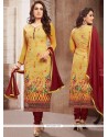 Aristocratic Multi Colour Print Work Designer Straight Suit