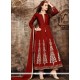 Ravishing Resham Work Tafeta Silk Maroon Designer Suit