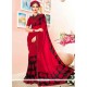 Aspiring Faux Georgette Red Print Work Casual Saree