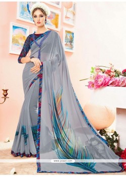 Charismatic Faux Georgette Multi Colour Print Work Casual Saree