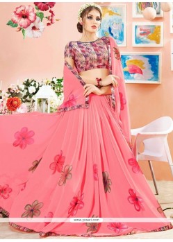 Chic Pink Casual Saree