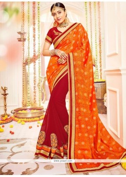 Trendy Faux Georgette Designer Half N Half Saree