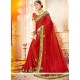 Invigorating Patch Border Work Red Faux Georgette Classic Designer Saree