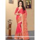 Stupendous Rose Pink Embroidered Work Faux Chiffon Classic Designer Saree