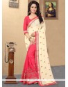 Wonderous Cream And Rose Pink Half N Half Saree