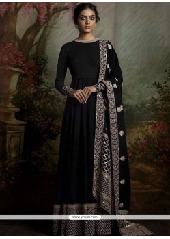 Marvelous Banglori Silk Black Resham Work Floor Length Anarkali Suit