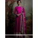 Striking Hot Pink Banglori Silk Floor Length Anarkali Suit