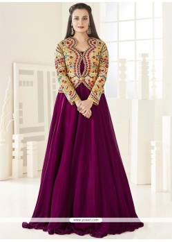Diya Mirza Wine Floor Length Anarkali Suit