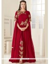 Diya Mirza Red Faux Georgette Designer Suit