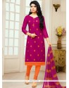 Competent Print Work Chanderi Churidar Suit