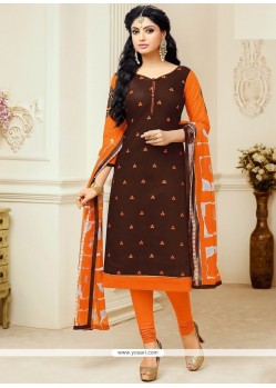 Splendid Print Work Chanderi Churidar Suit