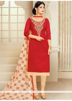 Latest Print Work Chanderi Churidar Suit