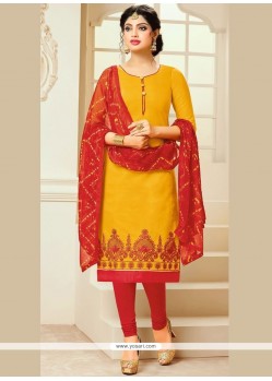 Striking Chanderi Churidar Suit