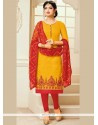 Striking Chanderi Churidar Suit