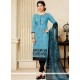 Competent Print Work Black And Blue Churidar Suit