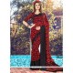 Eye-catchy Art Silk Black And Red Print Work Printed Saree