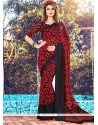 Eye-catchy Art Silk Black And Red Print Work Printed Saree