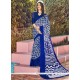 Captivating Blue Print Work Printed Saree