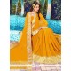 Picturesque Orange Printed Saree