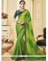 Compelling Faux Georgette Green Shaded Saree
