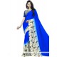 Invaluable Faux Georgette Blue Print Work Printed Saree