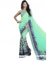 Multi Colour Print Work Faux Georgette Printed Saree