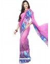 Multi Colour Print Work Faux Georgette Printed Saree