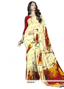 Elegant Multi Colour Print Work Printed Saree