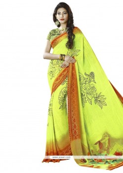 Arresting Multi Colour Print Work Faux Georgette Printed Saree