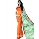 Glamorous Faux Georgette Orange Print Work Printed Saree