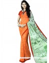 Glamorous Faux Georgette Orange Print Work Printed Saree