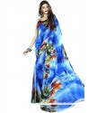 Deserving Multi Colour Print Work Faux Georgette Printed Saree